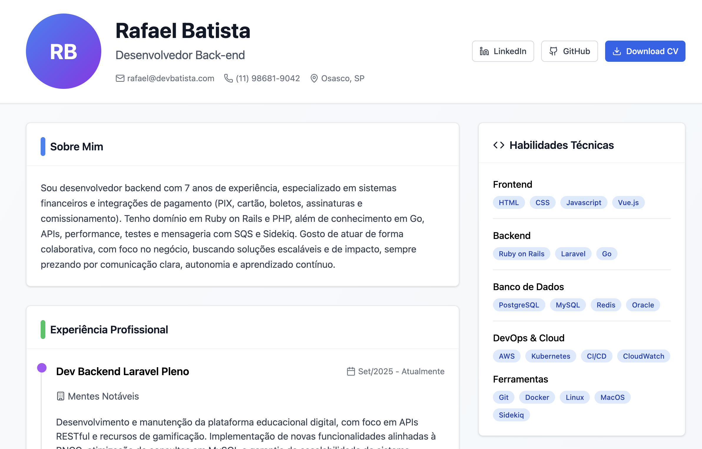 Preview do projeto rbatista.dev