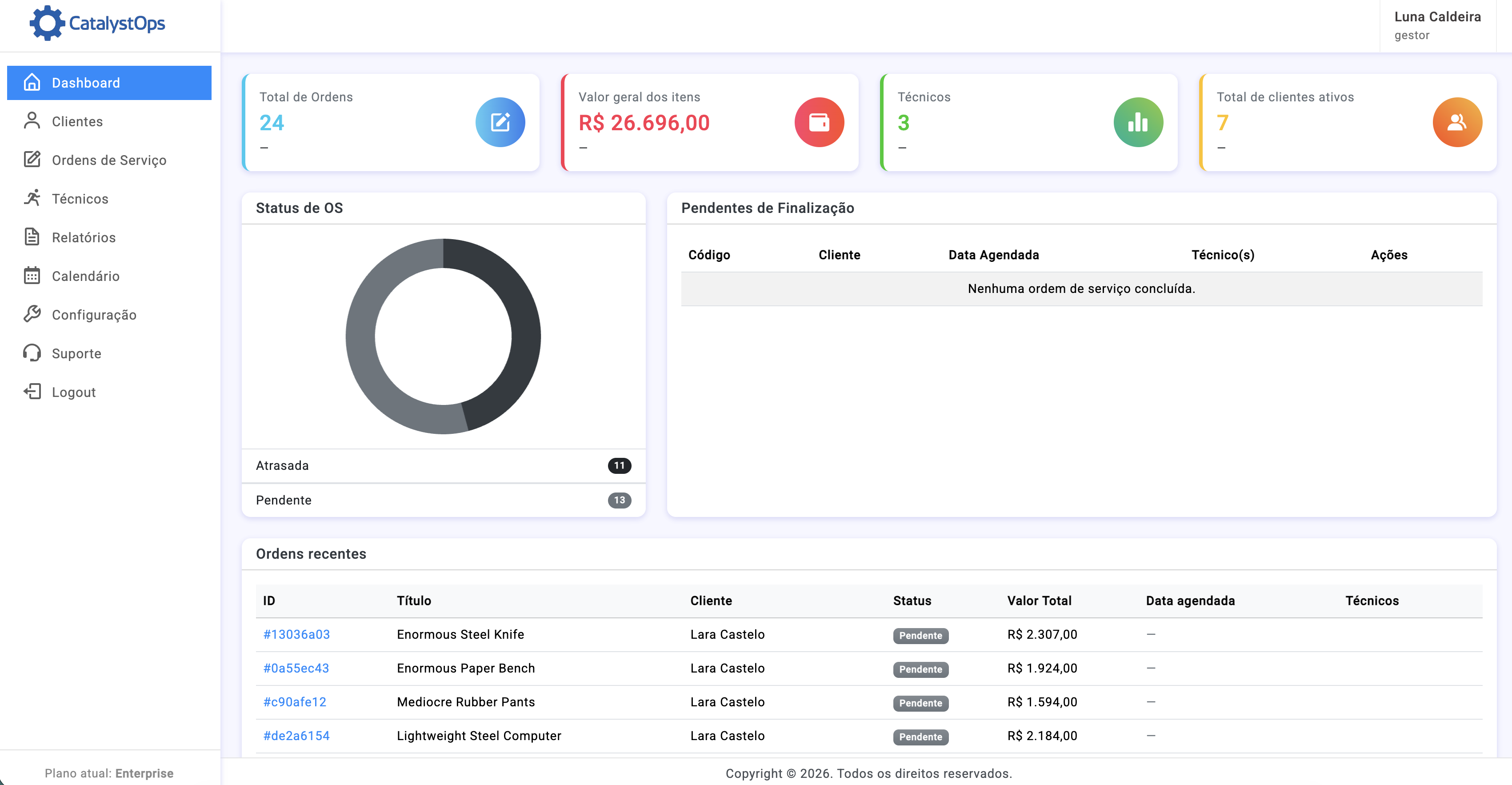 Preview do projeto CatalystOps